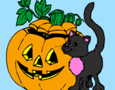 Coloring page Pumpkin and cat painted byPAMELA