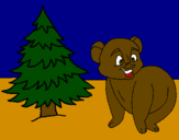 Coloring page Bear and fir tree painted byZac and Jonathan