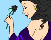 Coloring page Princess with a rose painted byBeauty