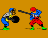 Coloring page Fielder and batter painted byindian