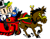 Coloring page Horse pulling a sleigh painted byKenny