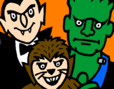 Coloring page Halloween characters painted byevan