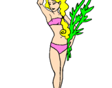 Coloring page Roman woman in bathing suit painted byaicia