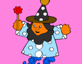 Coloring page Little witch painted bysusana