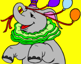 Coloring page Elephant with 3 balloons painted bysofia