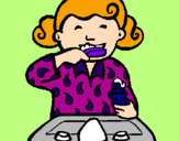 Coloring page Little girl brushing her teeth painted byBRITTANY