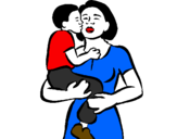 Coloring page Motherly kiss painted bylaura