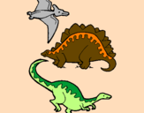 Coloring page Three types of dinosaurs painted byMarga