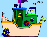 Coloring page Boat with anchor painted bykhrist