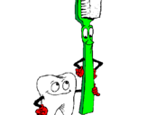 Coloring page Tooth and toothbrush painted byPaloma