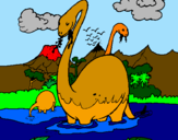 Coloring page Apatosaurus in water painted bysamuel
