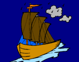 Coloring page Sailing boat painted bysumer