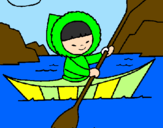 Coloring page Eskimo canoe painted byviviana