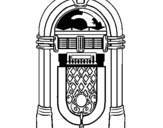 Coloring page 1950s jukebox painted byrainbow