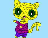 Coloring page Doodle the cat mummy painted byAUDREY MASON HILL