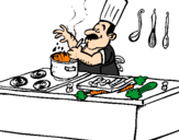 Coloring page Cook in the kitchen painted bykarla