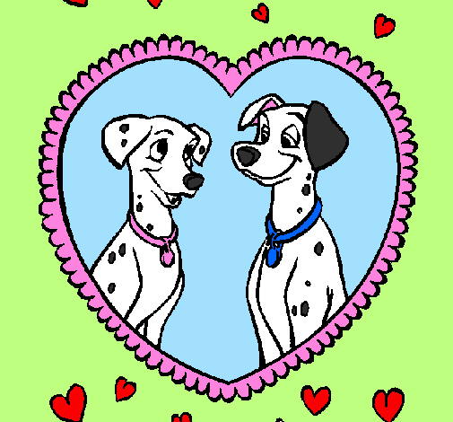Coloring page Dalmatians in love painted byCandie