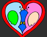Coloring page Birds in love painted byceci