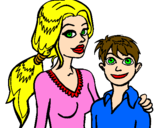 Coloring page Mother and son  painted bykelly
