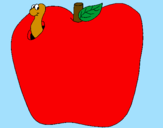 Coloring page Worm in fruit painted byRose
