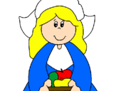 Coloring page Pilgrim girl painted bypilgrim