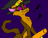 Coloring page Witch cat painted byema