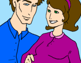 Coloring page Father and mother painted bycarol