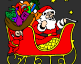 Coloring page Father Christmas in his sleigh painted byTOTIY