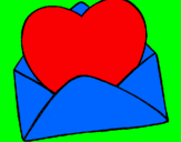 Coloring page Heart in an envelope painted byjulia