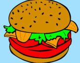 Coloring page Hamburger with everything painted byjose