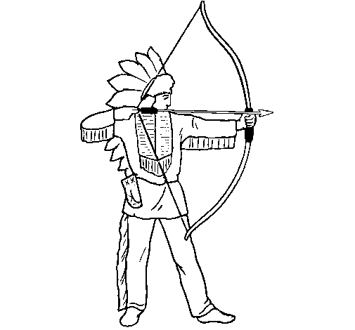 Coloring page Indian with bow painted byDalton