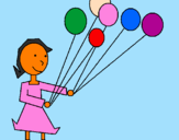 Coloring page Girl with balloons painted bygenesis