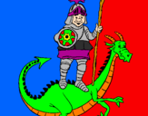 Coloring page Saint George and the dragon painted byIñaki