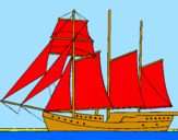 Coloring page Sailing boat with three masts painted bytommy