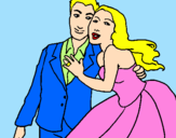 Coloring page The bride and groom painted byMicaela F. Villalobos R.