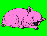 Coloring page Sleeping pig painted bylaura