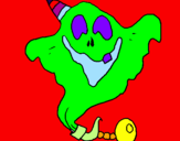 Coloring page Ghost with party hat painted byethan