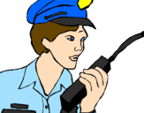 Coloring page Police officer with walkie-talkie painted byCandie