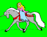Coloring page Princess and unicorn painted byTOTTY