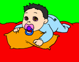 Coloring page Baby playing painted byVALERIA