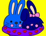 Coloring page Rabbits in love painted byOcean