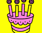 Coloring page Cake with candles painted byalexi