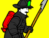 Coloring page Firefighter painted byindian
