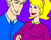 Coloring page Father and mother painted bymomdad