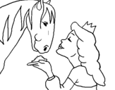 Coloring page Princess and horse painted byhello