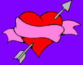 Coloring page Heart, arrow and ribbon painted bymeyller