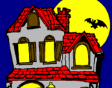 Coloring page Mysterious house painted bycar