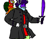 Coloring page Pirate with parrot painted byAmelia