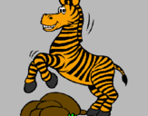 Coloring page Zebra jumping over rocks painted byMarga