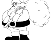 Coloring page Father Christmas with the sack of presents painted byyuan